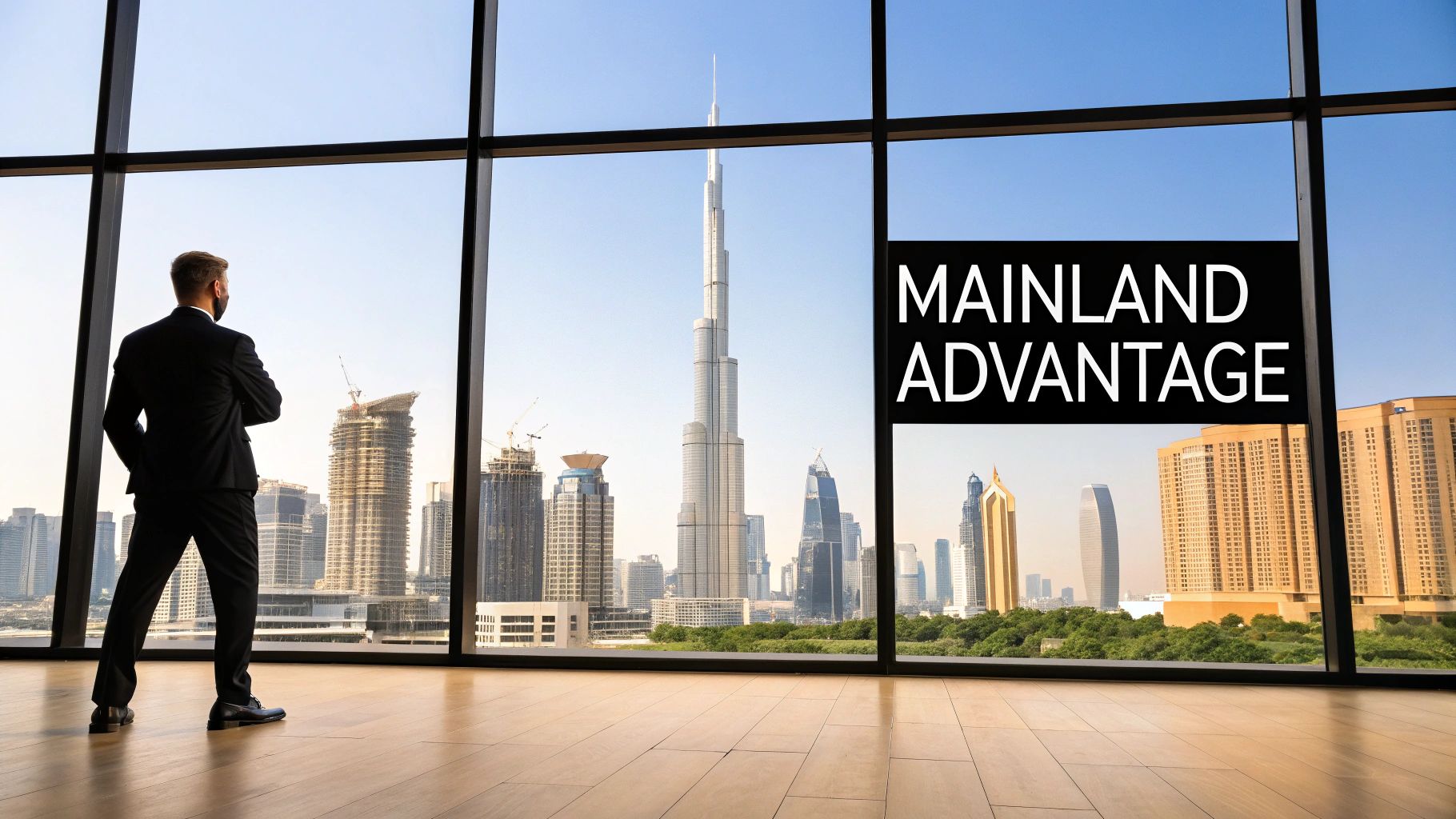 Skyline view of Dubai with modern skyscrapers and business towers