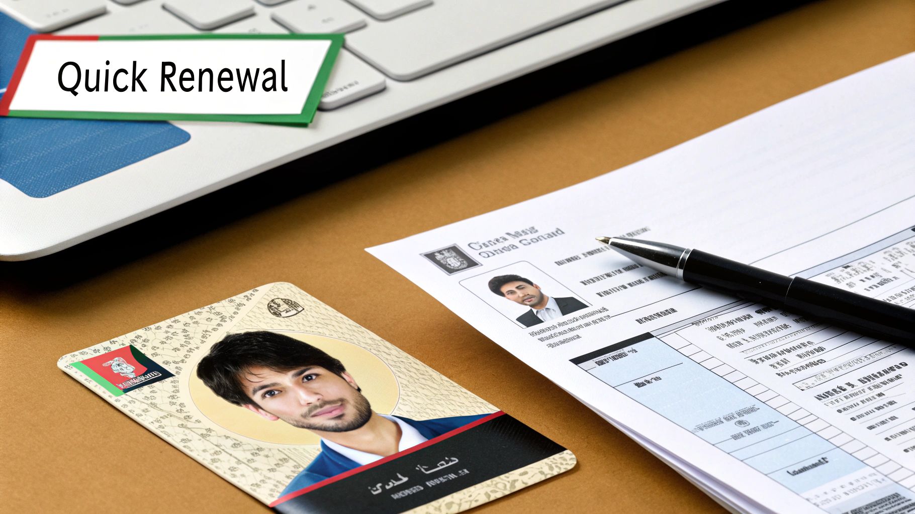 A person pointing at an official document, indicating a review or renewal process.