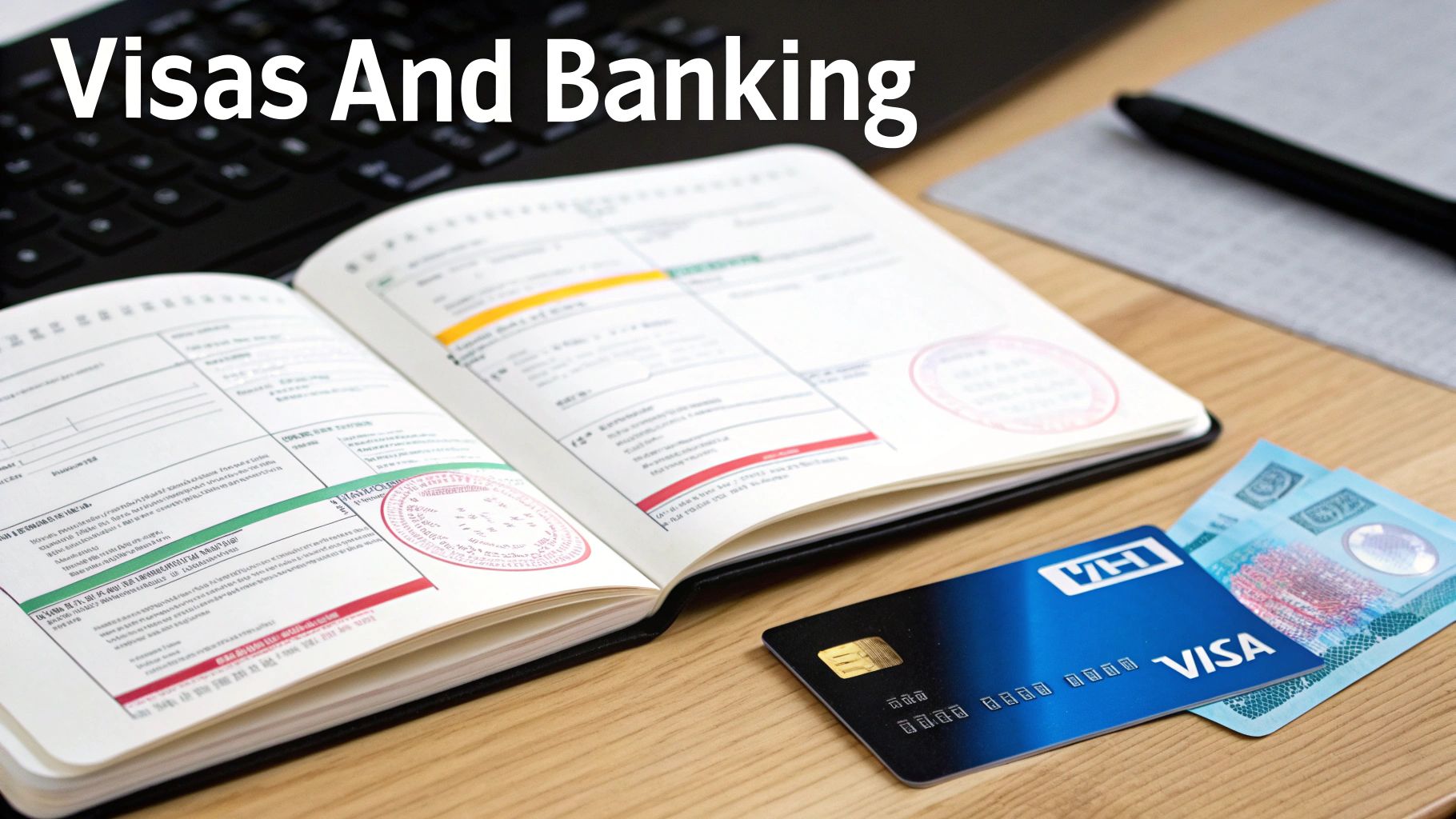 A professional assists a client with visa and bank account documents for a business setup in Dubai.
