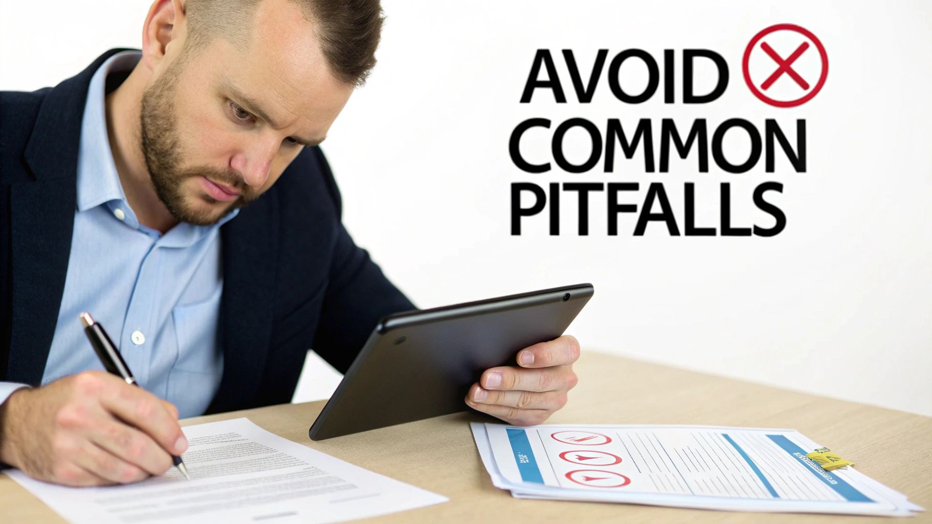 A red 'X' mark on an application form, symbolising the common pitfalls to avoid when you open a bank business account.