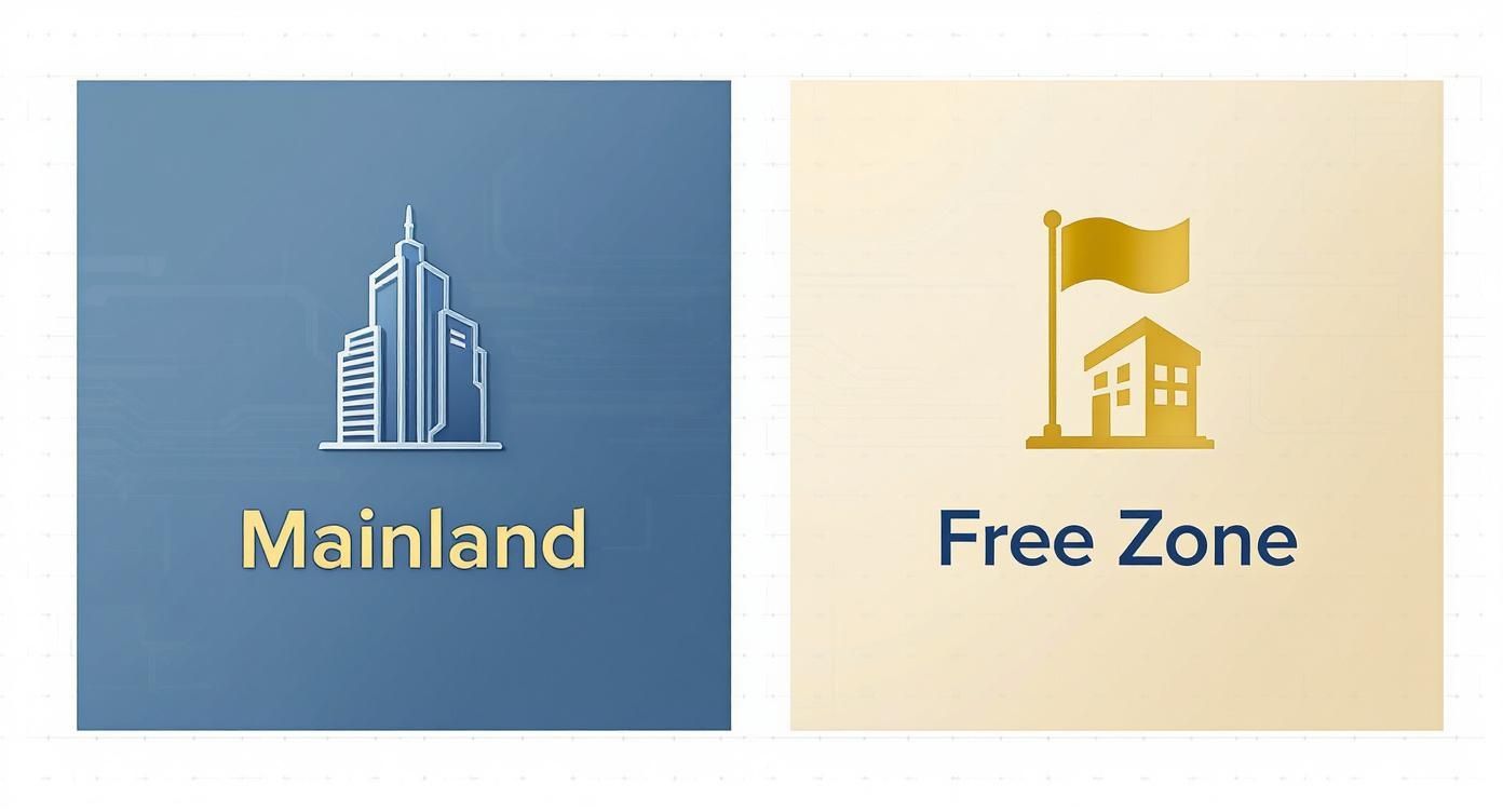 Comparison between mainland business setup and free zone company formation options in Dubai