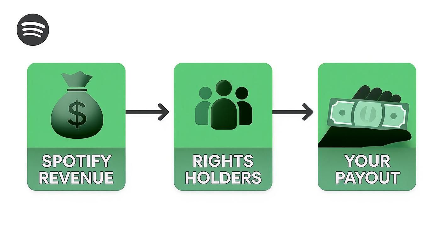 Infographic about how to get paid on spotify