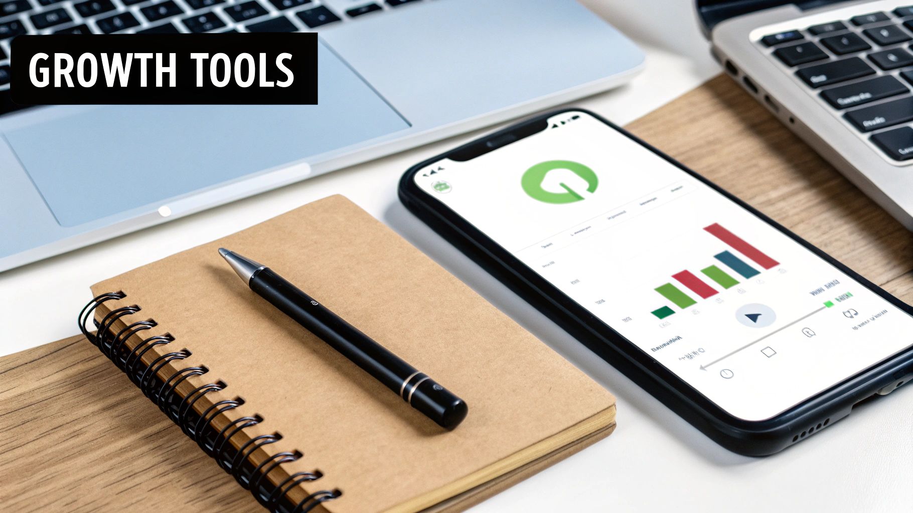 An artist using a laptop and phone to manage their music marketing and analytics.