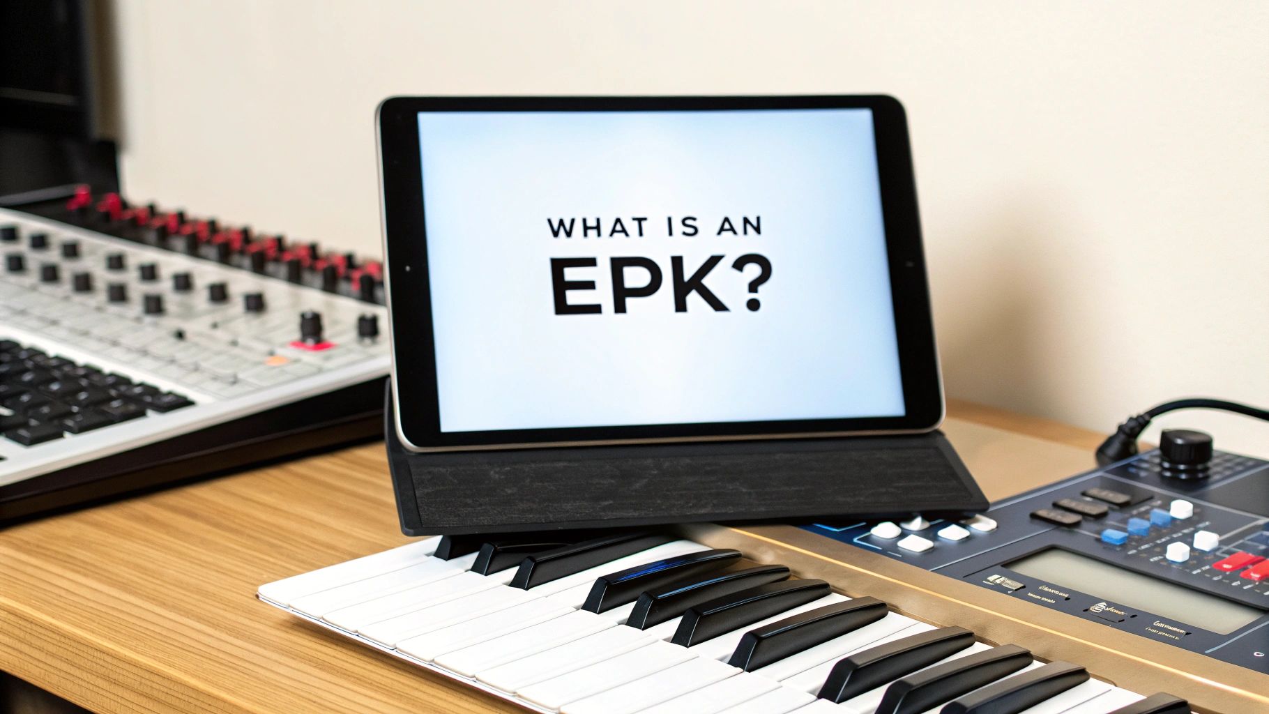 Artist working on a laptop, representing the creation of an EPK