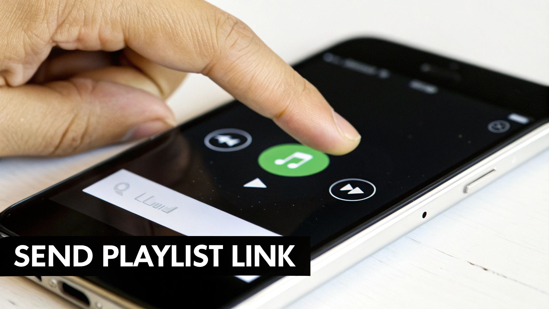A smartphone displaying a Spotify playlist with the share menu open