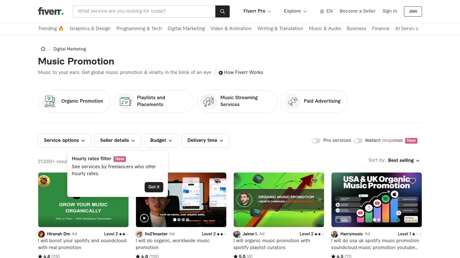 Fiverr (Music Promotion Services Marketplace)