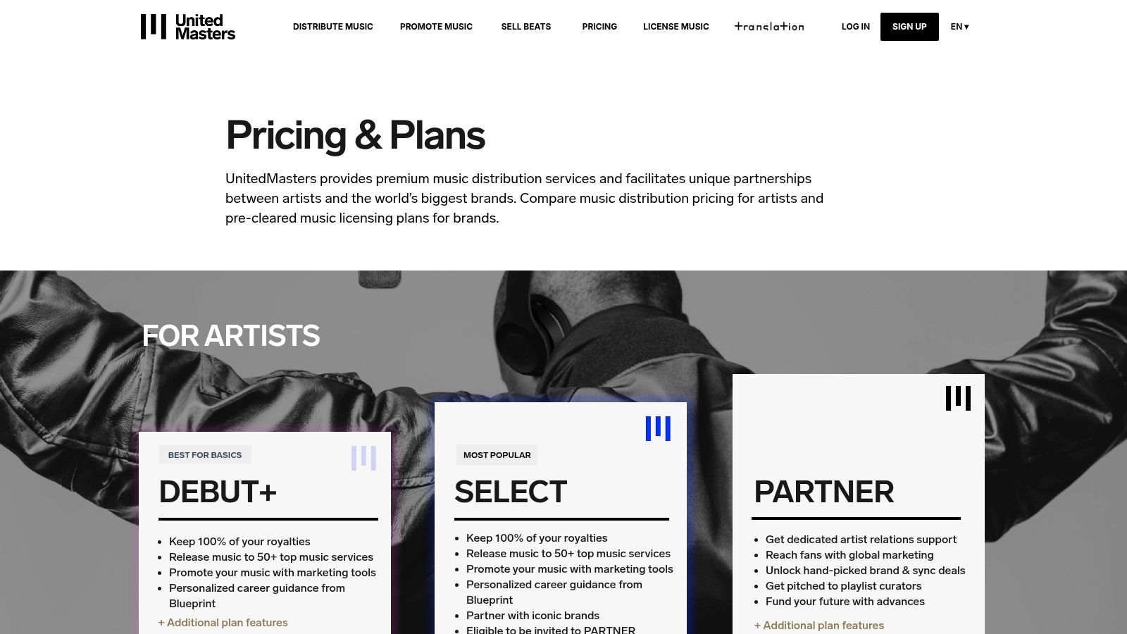 UnitedMasters pricing plans