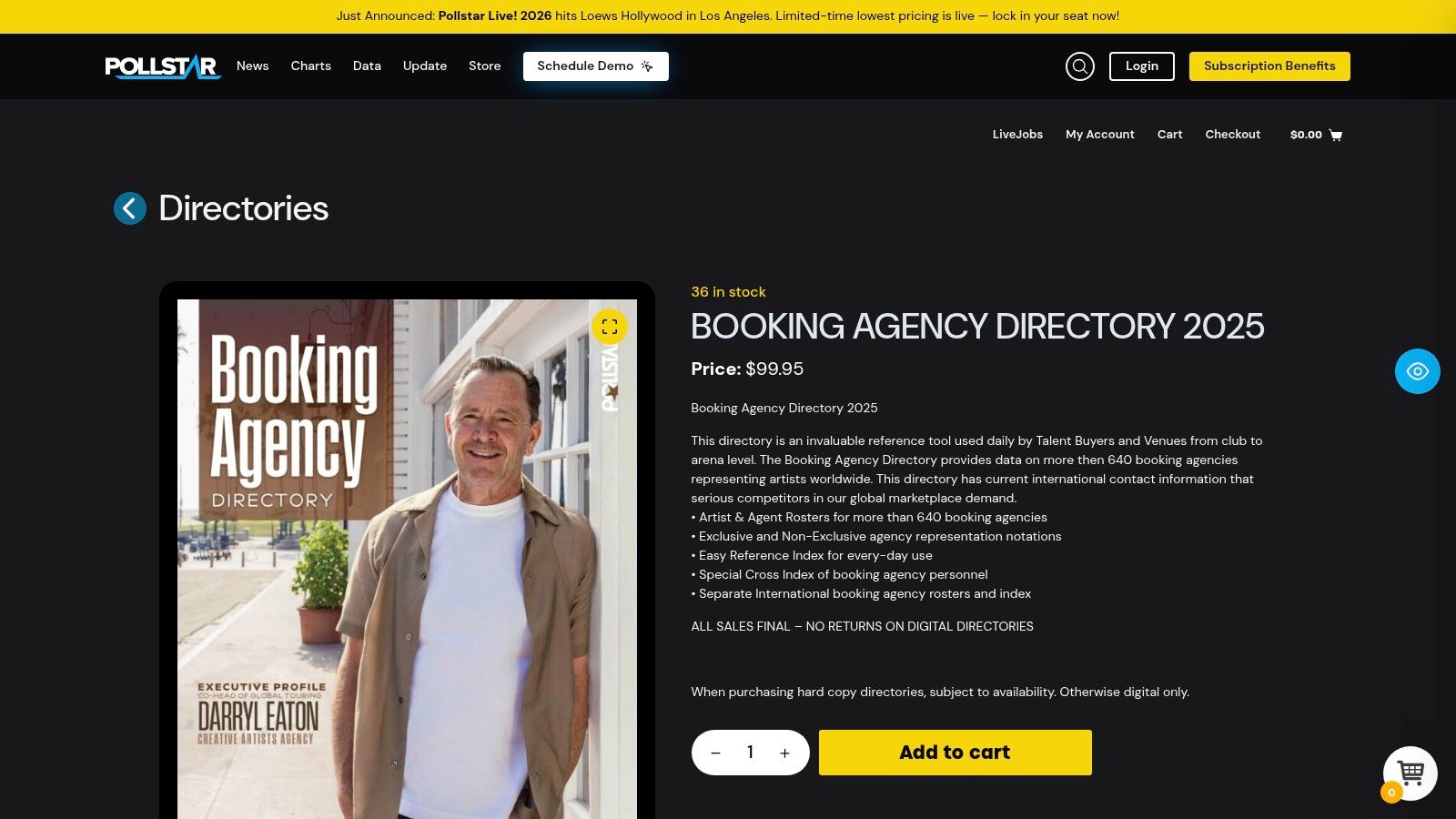 Pollstar Store – Booking Agency Directory 2025