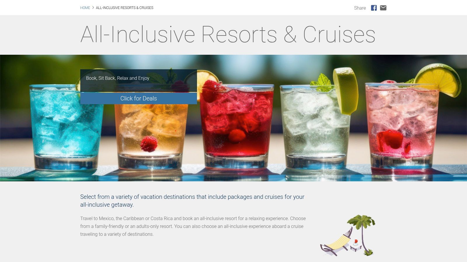 Two tropical drinks on a table overlooking a resort pool and the ocean.