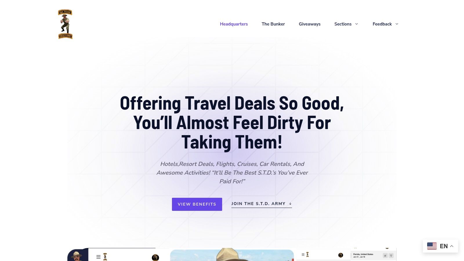 Sgt. Travel Deals Army (S.T.D. Army) showing travel deals for all-inclusive resorts