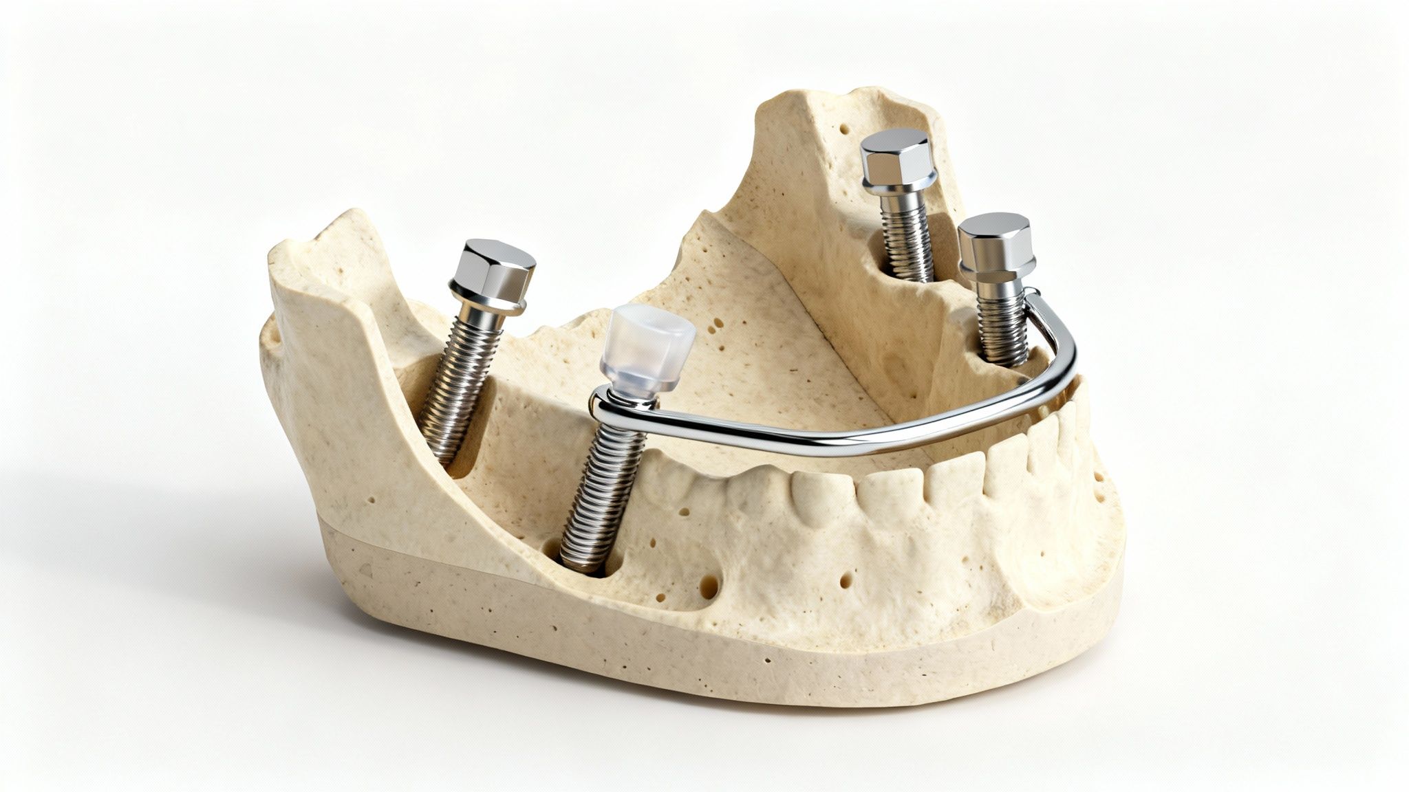 A diagram showing the strategic placement of All on Four dental implants in the jawbone