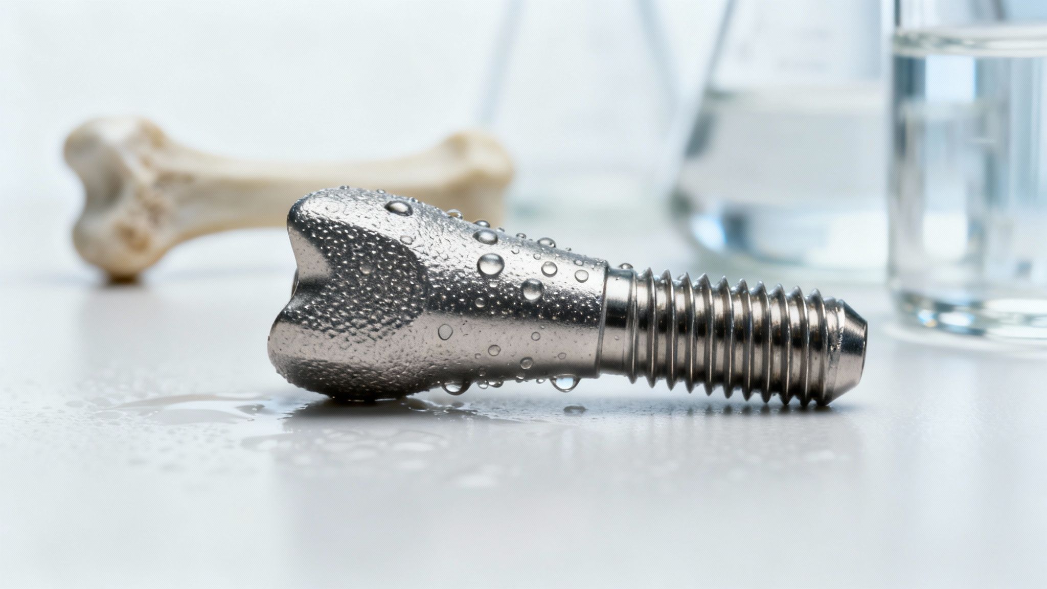 Microscopic view of an advanced dental implant surface