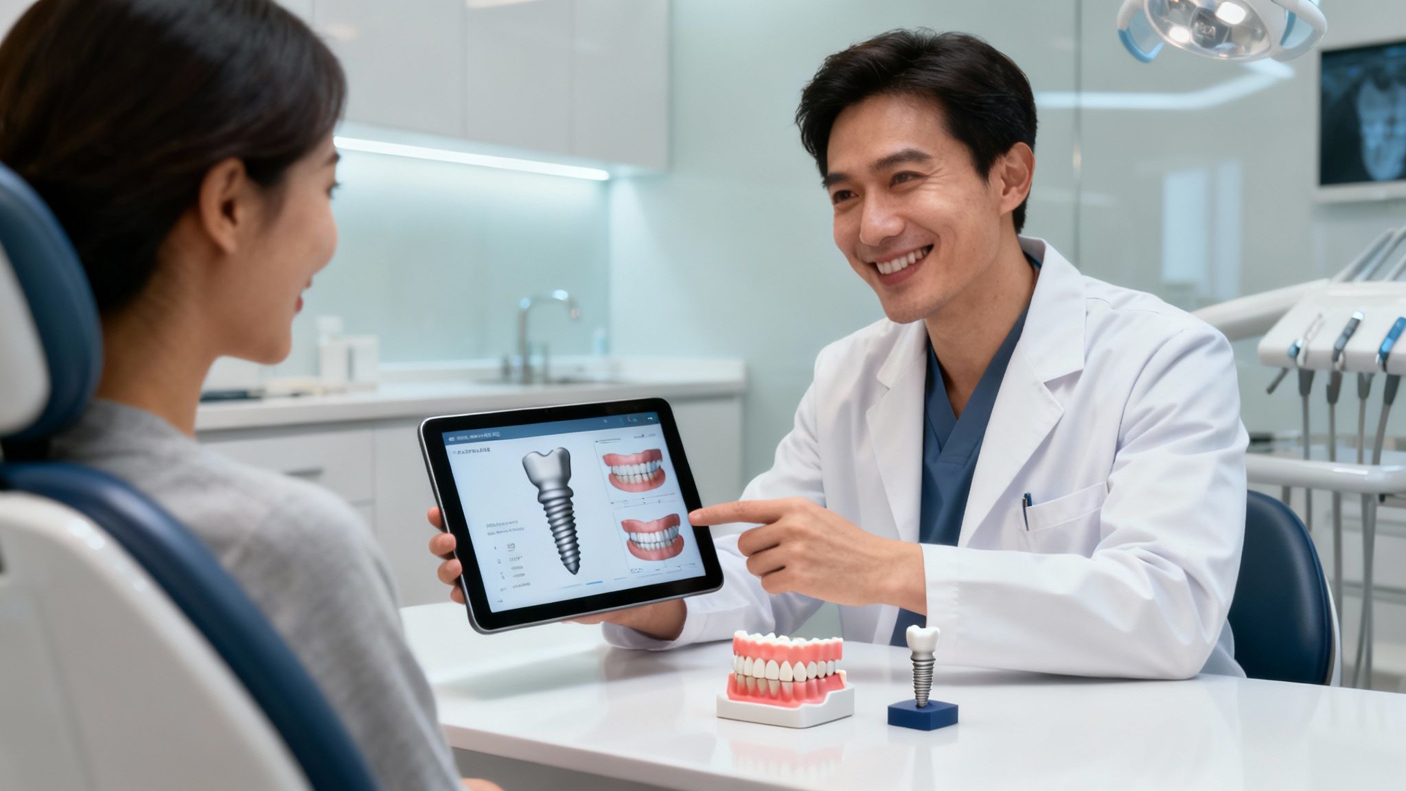 Dentist reviewing a digital scan on a computer screen