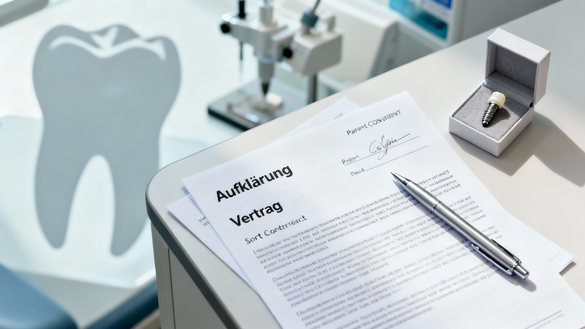 A dental professional and a patient discussing a treatment plan with a tablet.