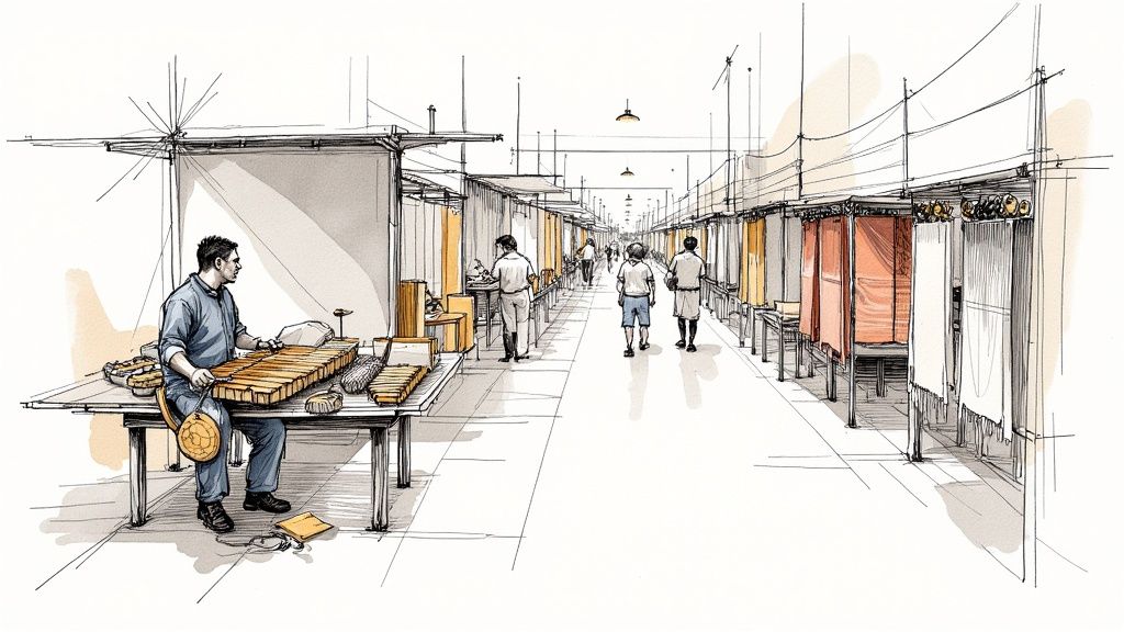 A young Guatemalan girl in traditional dress holding the national flag during an Independence Day parade.