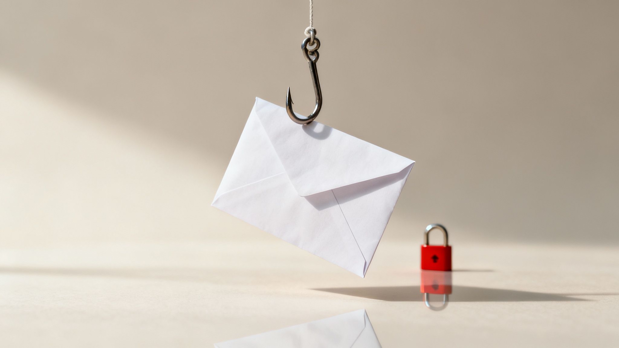 A digital illustration showing a person on a laptop surrounded by various cyber threat icons like phishing hooks, ransomware locks, and malware bugs.