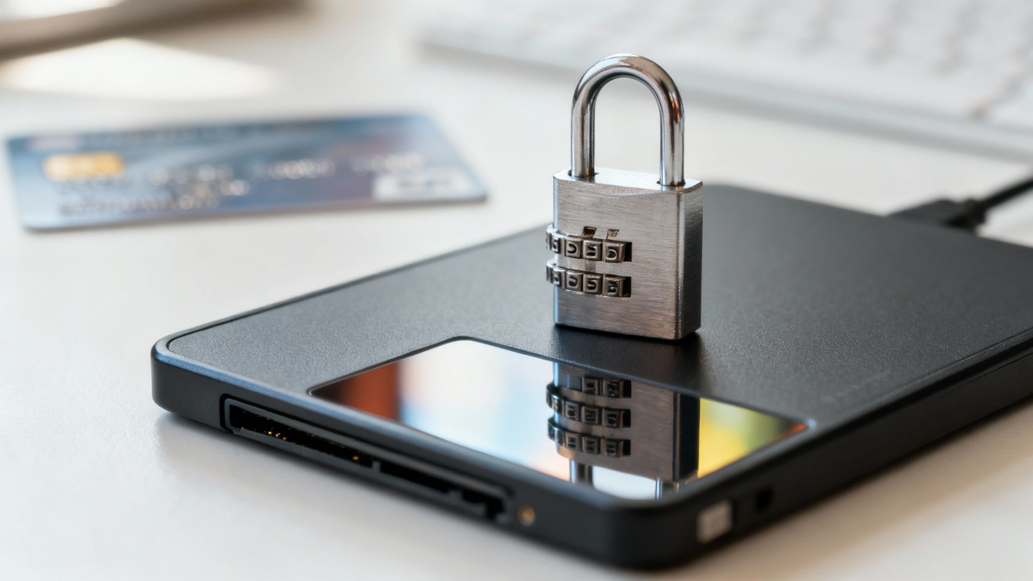 Padlock and key symbolizing secure access control measures.
