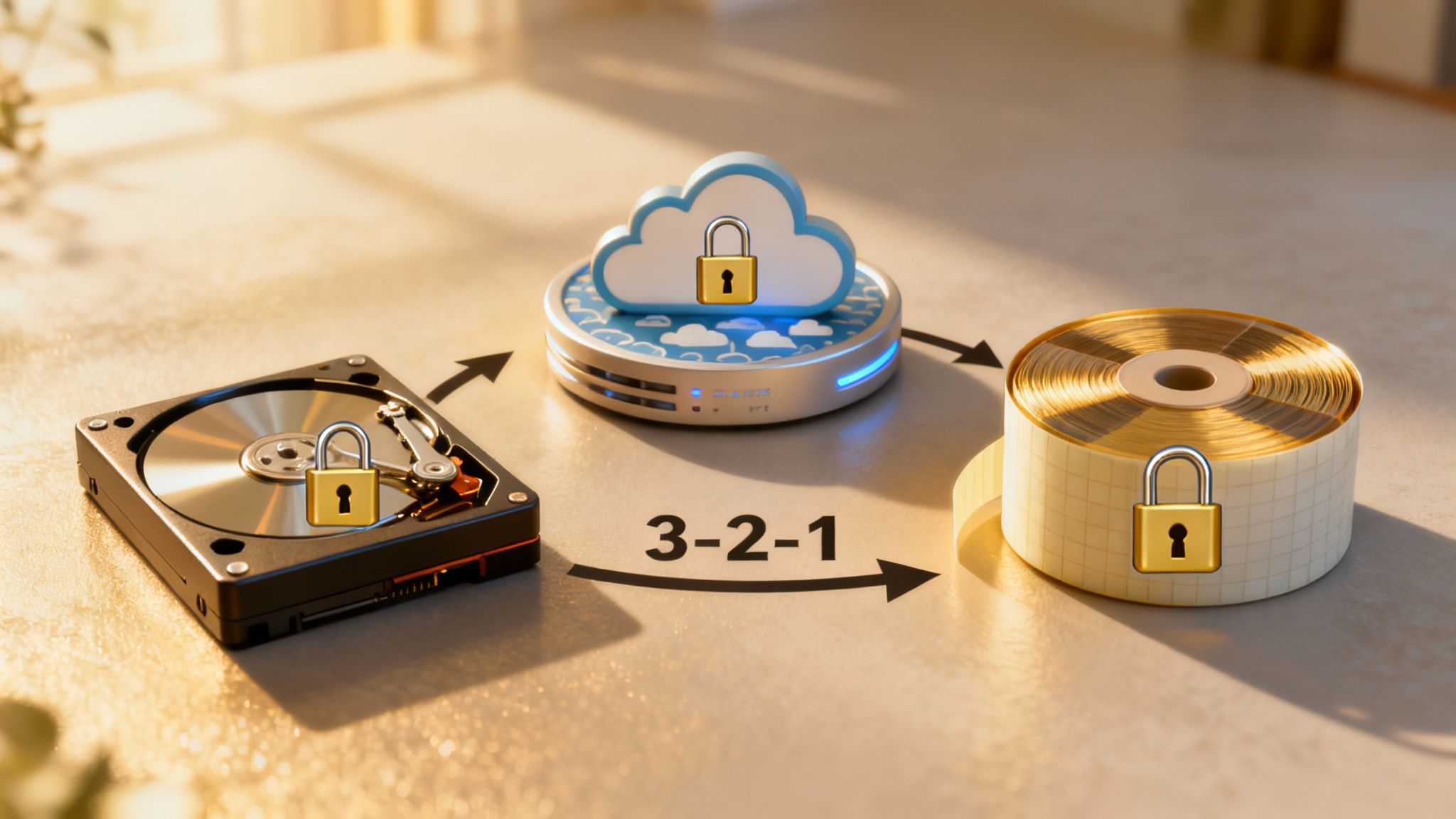 A secure, organized server room with backup systems, illustrating a robust data recovery plan.