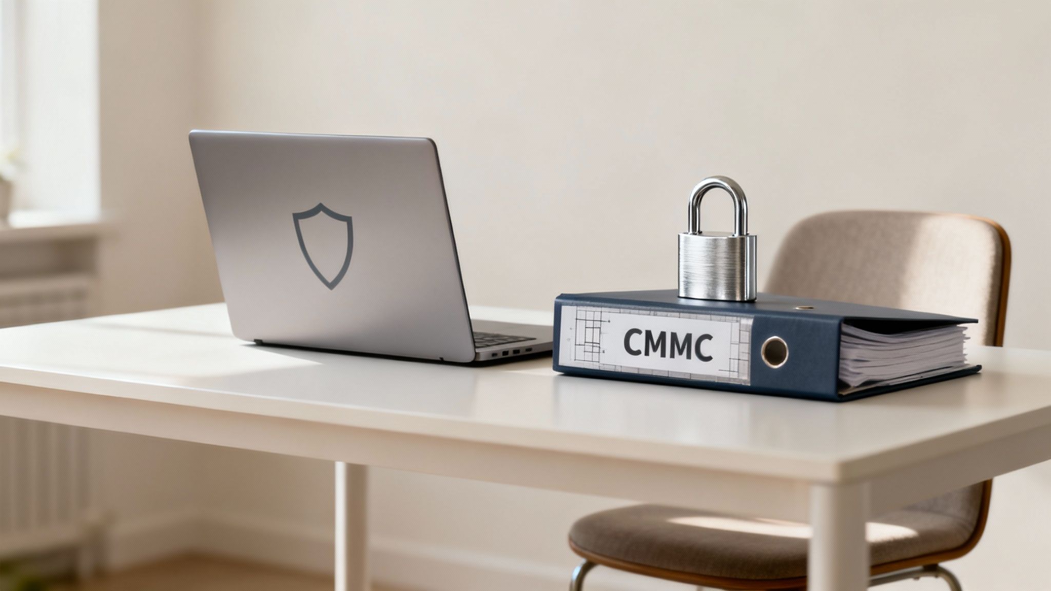 A group of professionals in a modern office collaborating on a cybersecurity plan, with network diagrams and security icons overlaid.