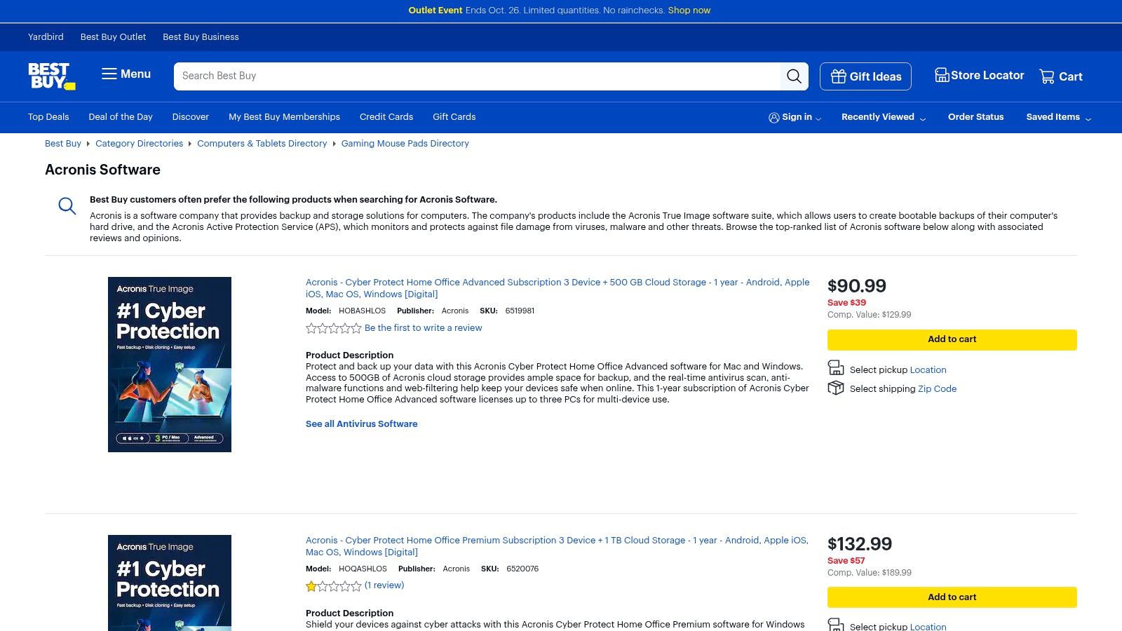 Best Buy (digital licenses for cloud‑backup software)