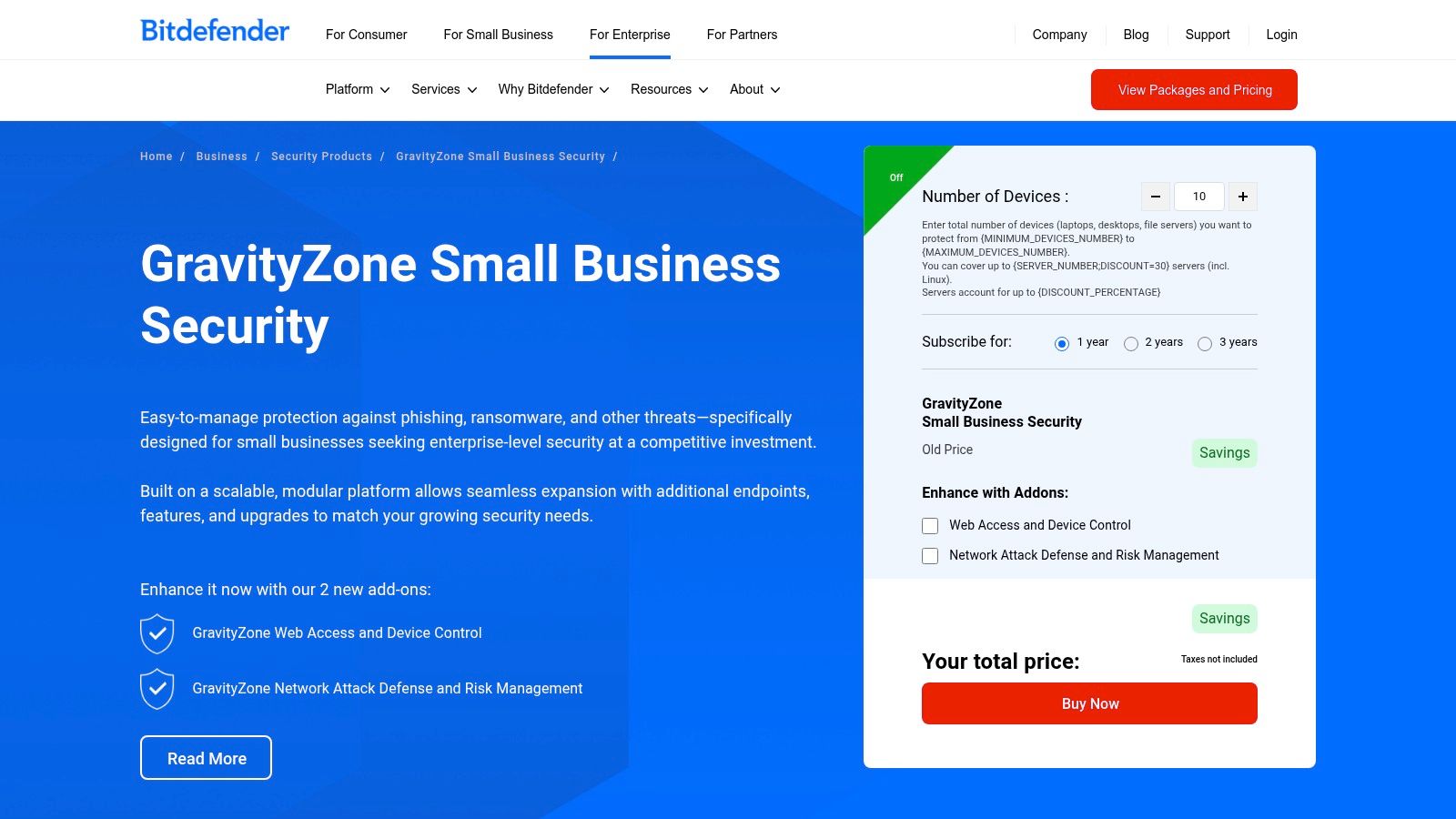 Bitdefender – GravityZone (Small Business to Enterprise)