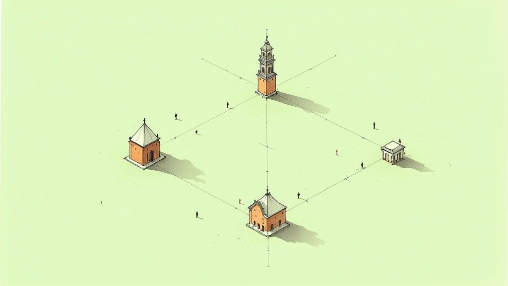 Piazza dei Miracoli (Miracle Square) with the Baptistery in the foreground and the Cathedral and Leaning Tower behind it.