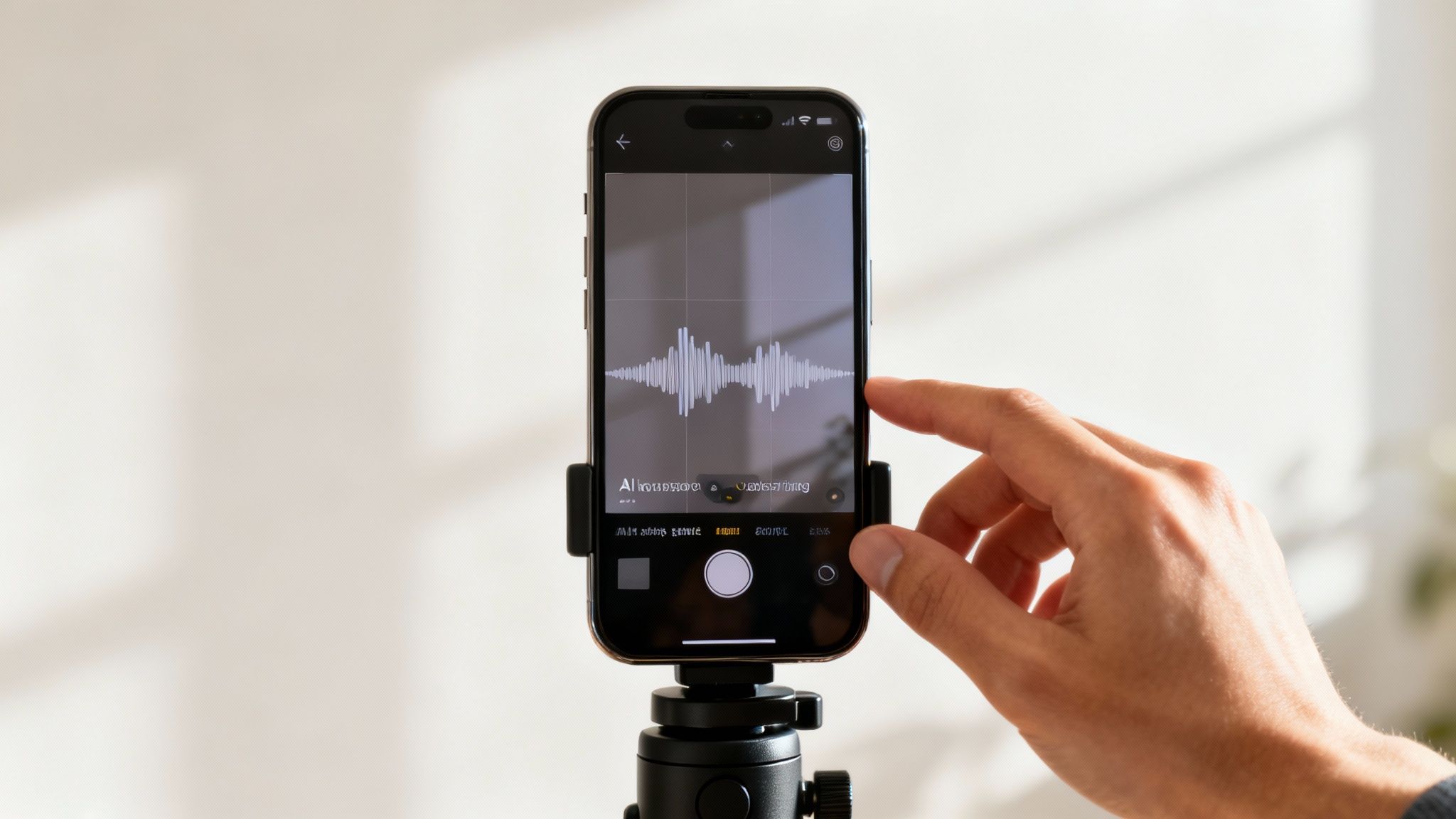 A digital art image showing an AI interacting with social media icons like TikTok, Instagram Reels, and speech bubbles.