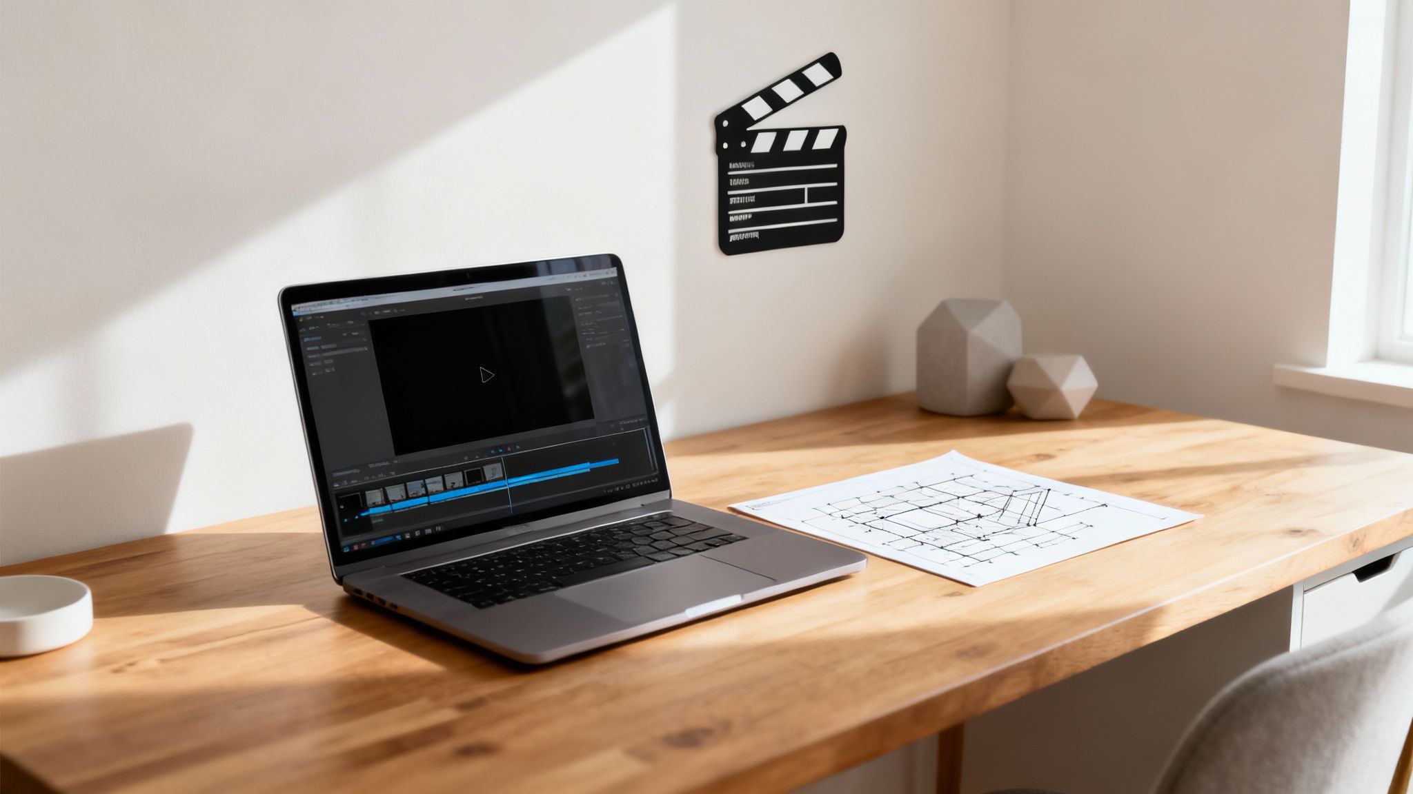 A futuristic depiction of an AI creating a video scene from text prompts, showing a vibrant, digital world emerging from a simple idea.
