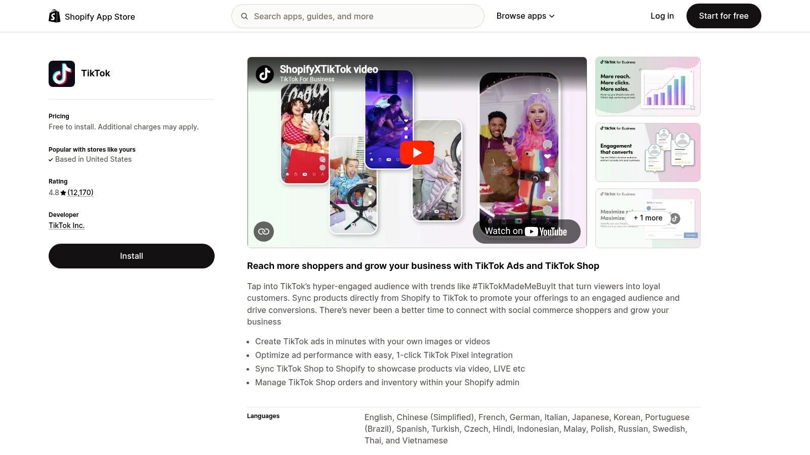 Shopify – TikTok Channel