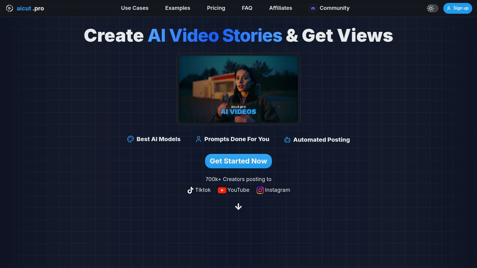 Aicut AI Video Creation Interface