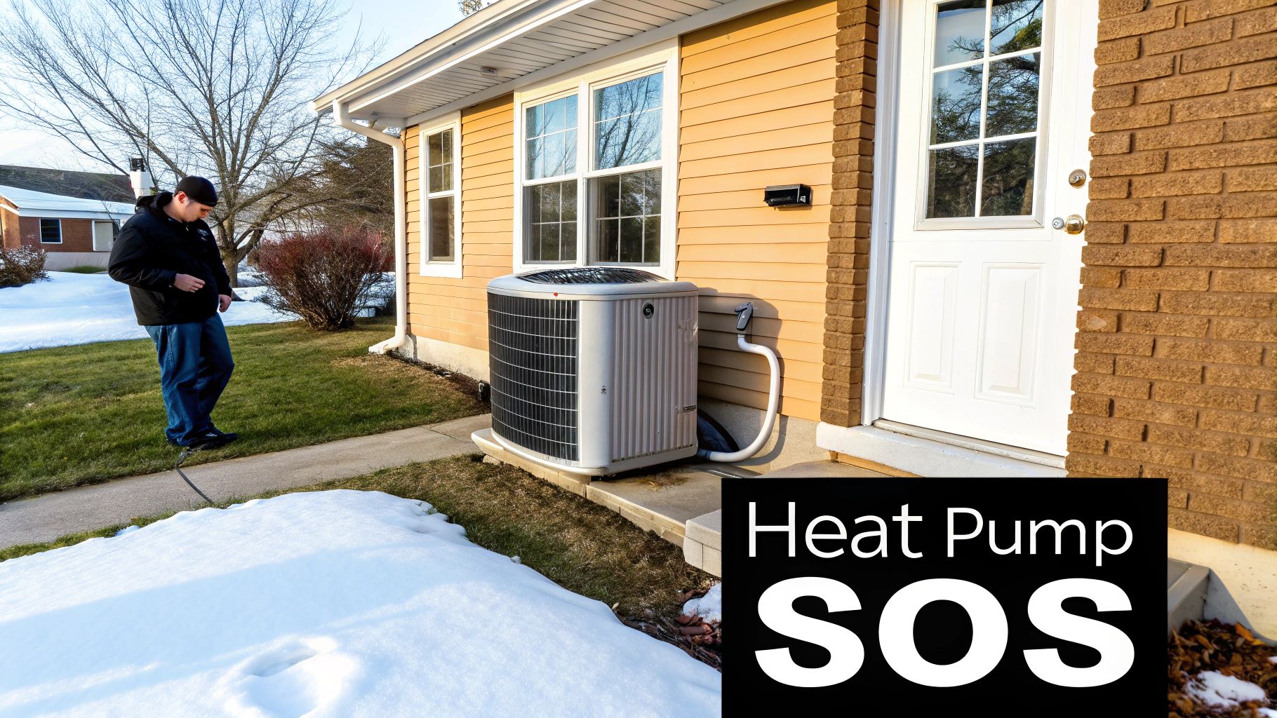 heat pump system repair heat pump Your Essential Guide to Heat Pump System Repair in West Michigan That jarring silence when your heat pump clicks off unexpectedly can send a chill through you, and not just because the heat is gone. If you're starting to wonder if you need a heat pump system repair, it’s probably because your system is already sending up flares. These warning signs can be subtle at first—strange noises, weaker airflow, or even a sudden jump in your energy bills—all pointing to a system that’s working way too hard to keep you comfortable. A man in a black jacket and beanie inspects an outdoor heat pump unit next to a house with patches of snow.