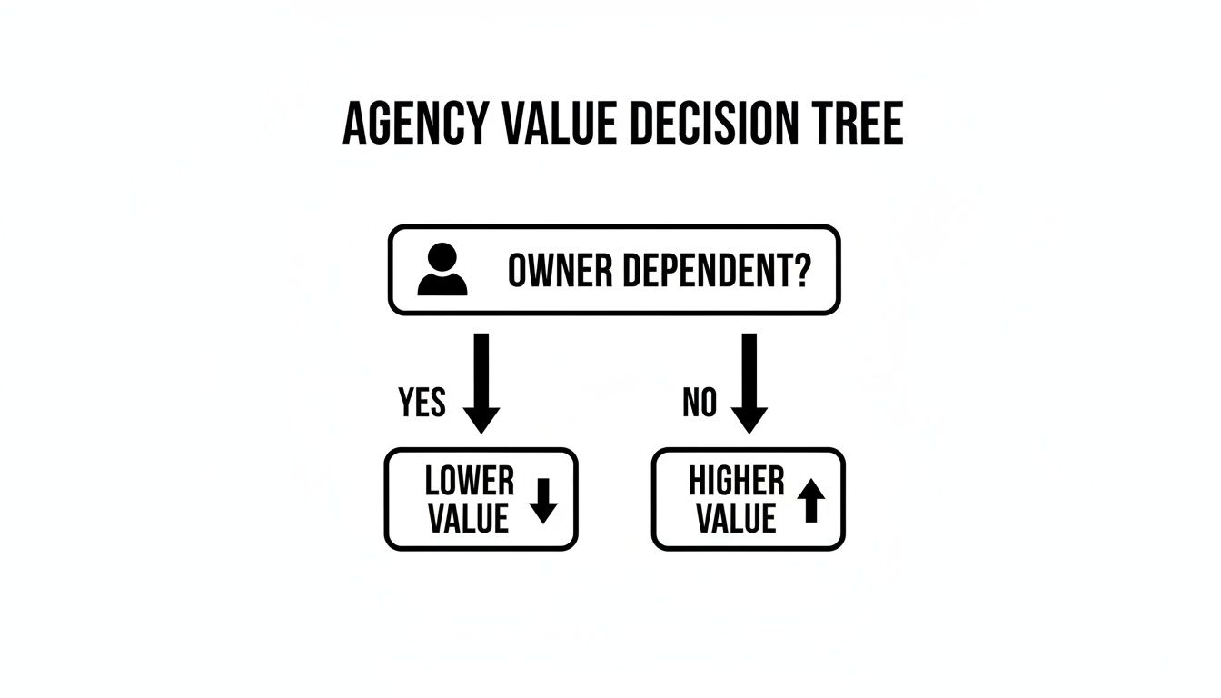 Agency value decision tree illustrating how owner dependence impacts business valuation.