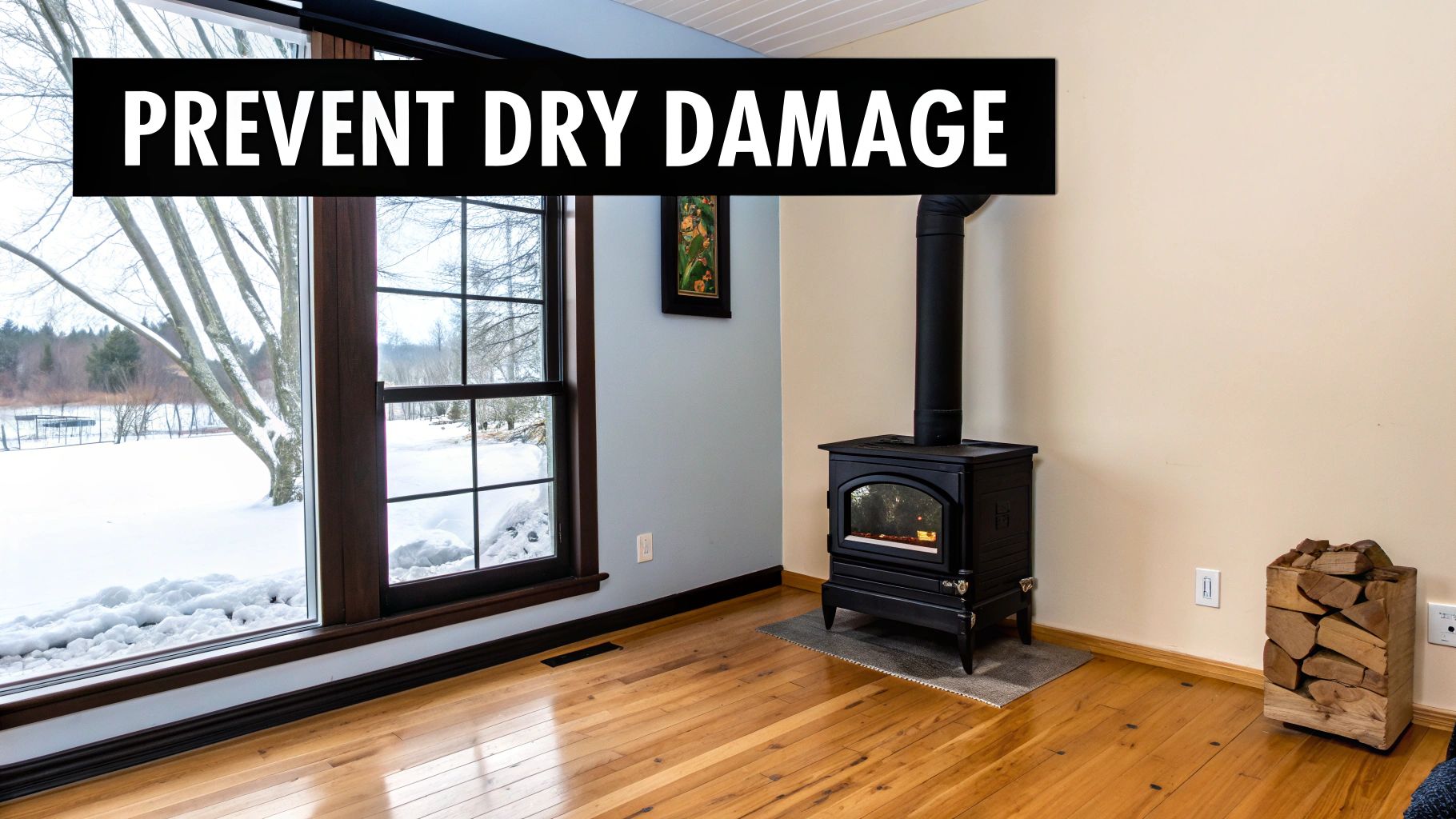 how to install whole home humidifier wood stove how to install whole home humidifier So, what does it take to install a whole-home humidifier? In a nutshell, you're mounting the unit to your furnace's ductwork, tapping into a water line, and wiring it into the furnace controls. This is how it adds moisture to the air that gets pushed through your entire home, giving you consistent comfort everywhere. For the handy homeowner, it's definitely a doable weekend project, but you'll need to be comfortable with some basic plumbing, electrical, and sheet metal work. A cozy room with a wood-burning stove, stacked firewood, and a large window overlooking a snowy winter scene. A banner reads 'PREVENT DRY DAMAGE'.