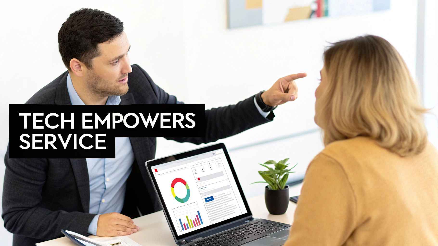 how to improve customer service skills customer service How to Improve Customer Service Skills in Your Agency That kind of churn is a slow, expensive drain on your agency. But here's the flip side: a focused effort to improve client retention can boost your revenue by as much as 95%. That's why figuring out how to improve customer service skills isn't a soft-skill exercise; it's one of the smartest financial moves you can make. You can dive deeper into this in our complete guide to insurance agency client retention. A man in a suit points, explaining data on a laptop to a woman during a business meeting.