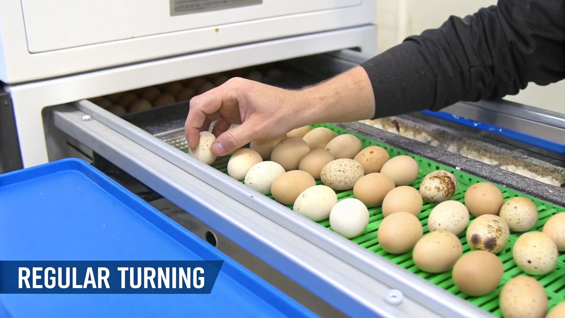 Turning pheasant eggs