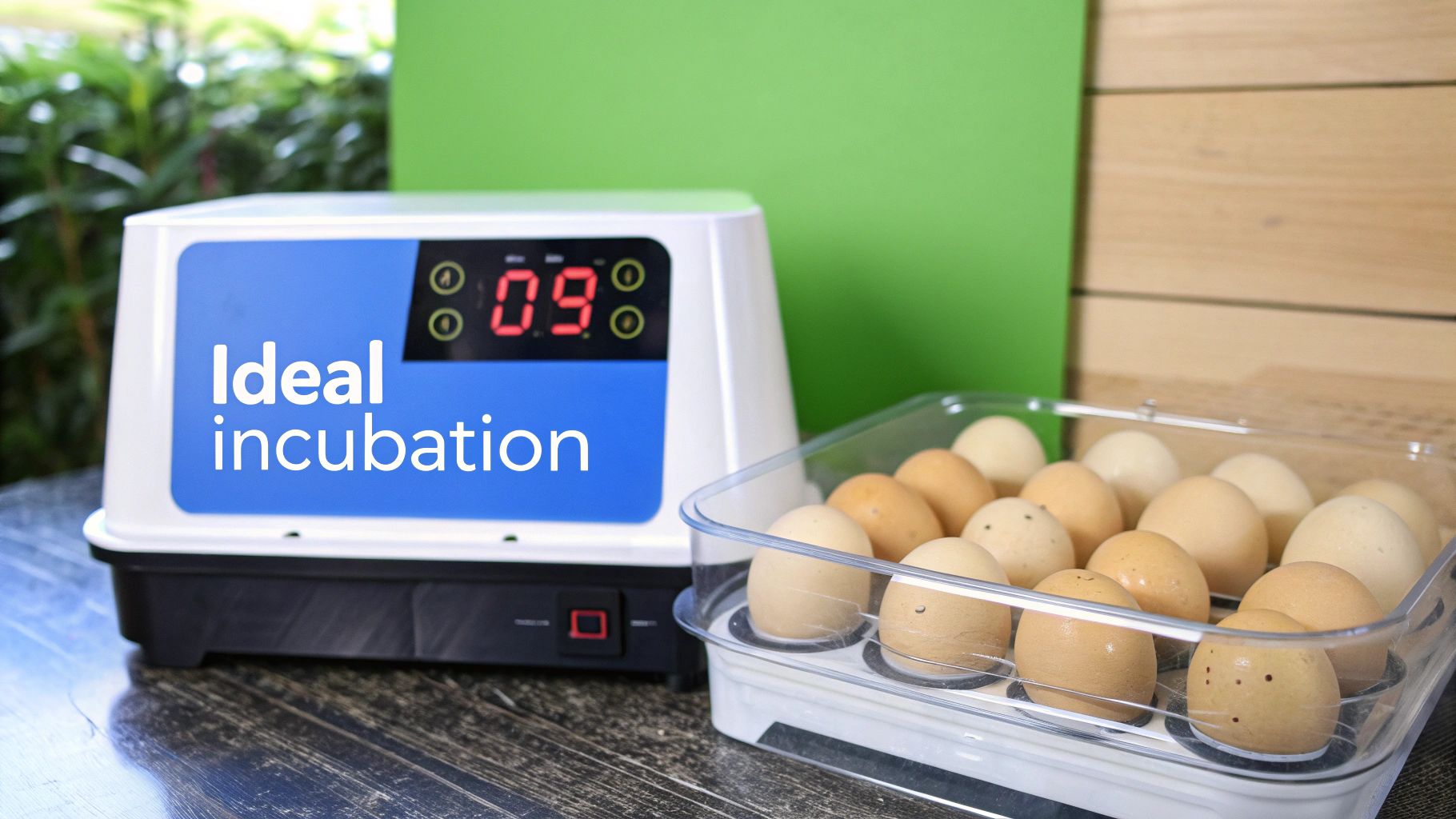 Duck eggs in an incubator