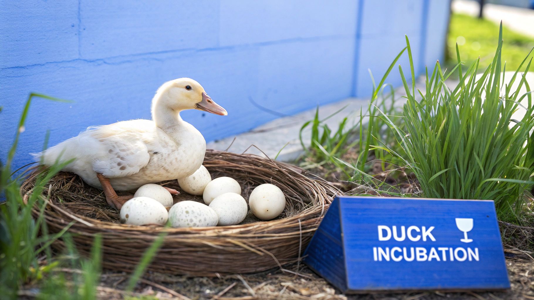 Duck eggs in an incubator