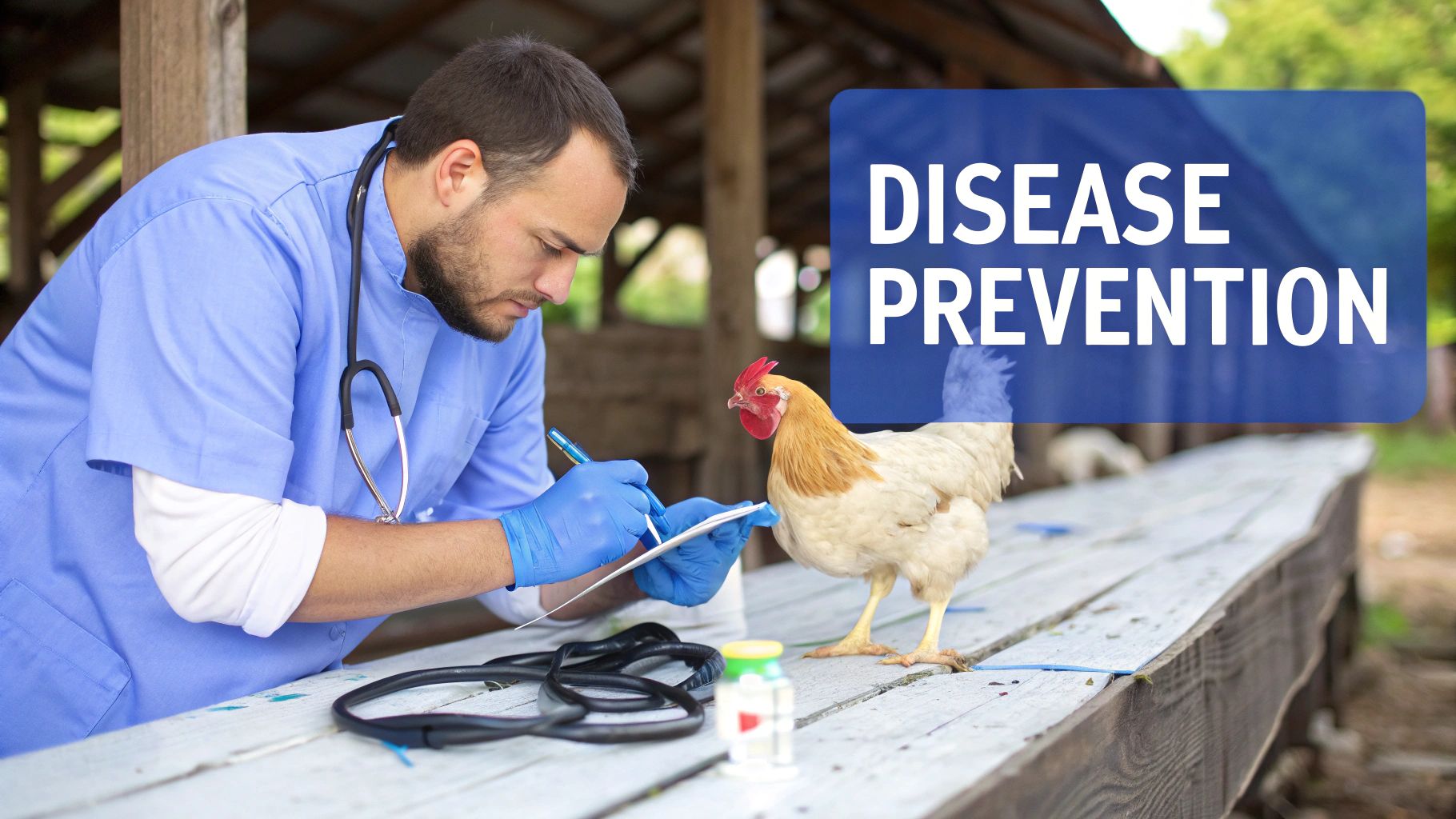 A close-up of a healthy-looking brown chicken standing in lush green grass.