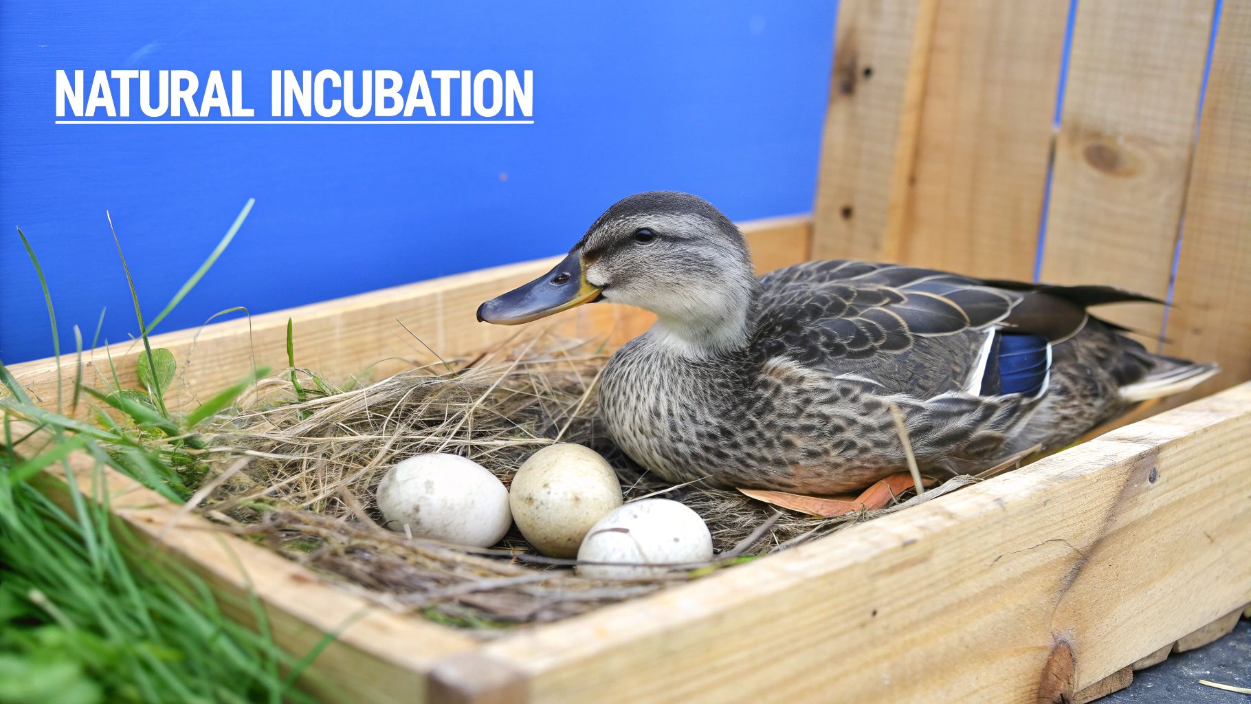 A group of different duck breeds standing together, showing variation in size and colour.