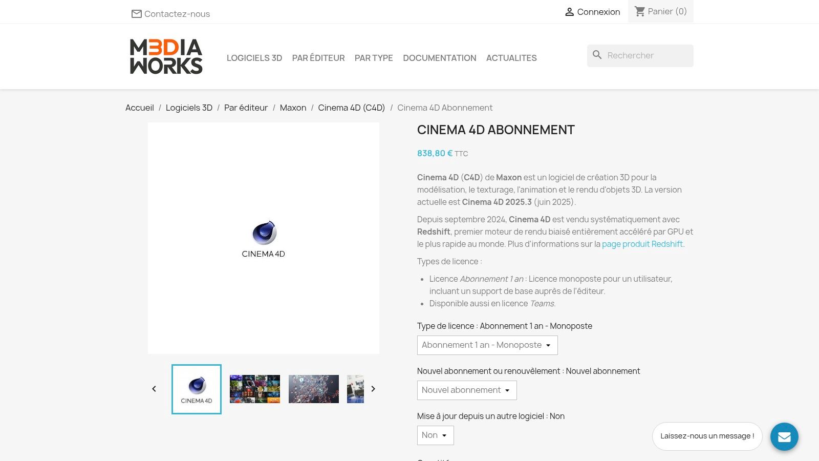 Maxon – Cinema 4D (via Mediaworks revendeur FR)