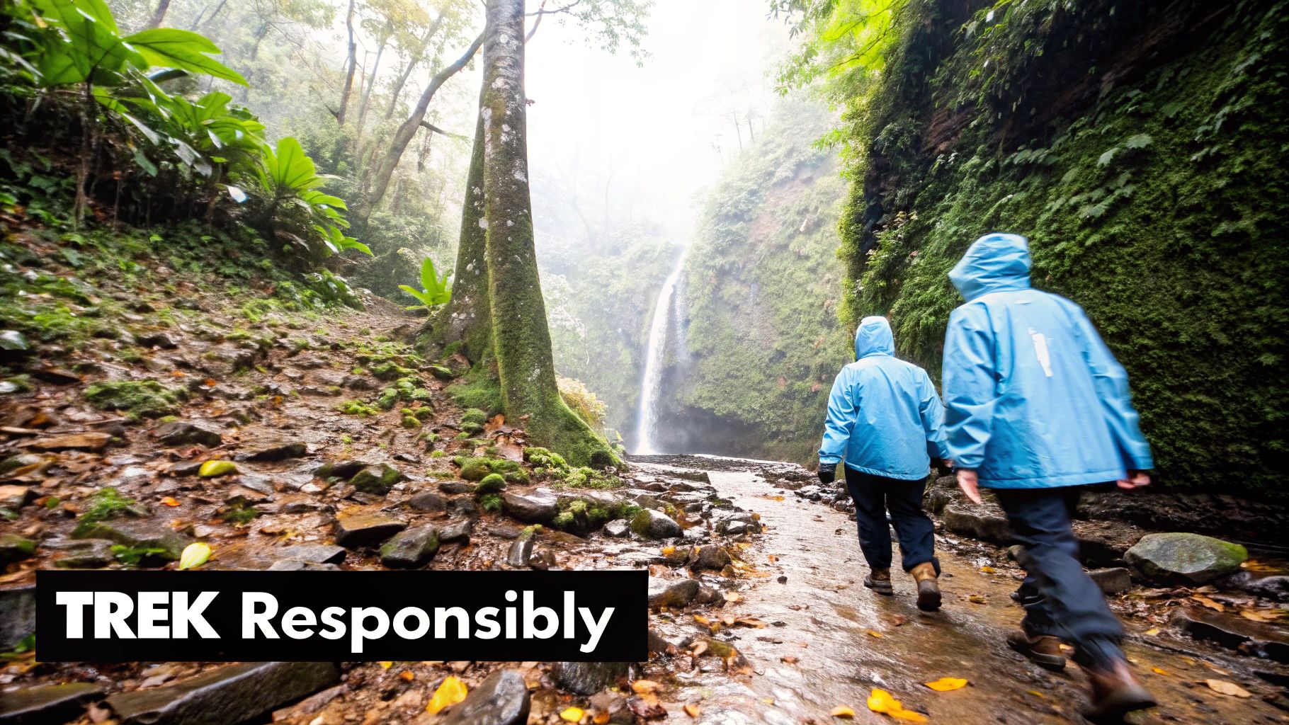 Your Guide to Agumbe Hill Station 3 Trekkers walking through a dense, green path in the Agumbe rainforest