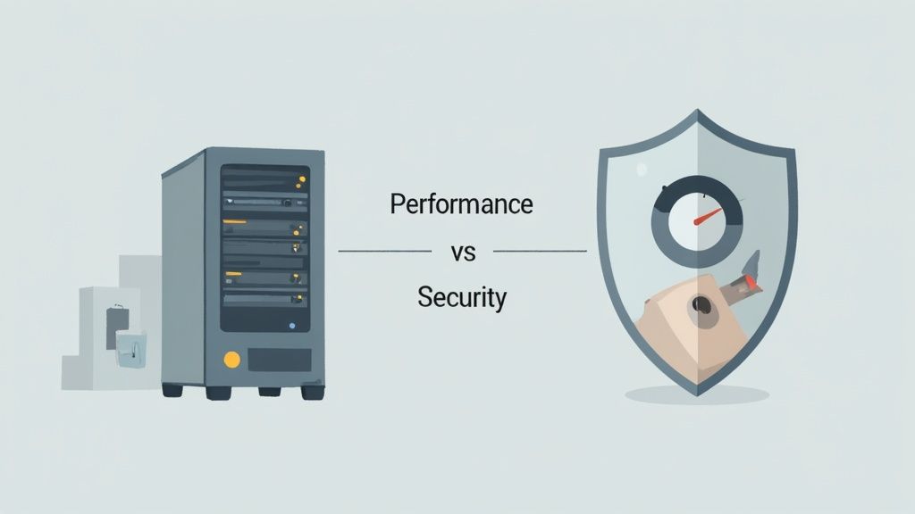 A digital lock superimposed over a network of data nodes, symbolizing security and control in a data infrastructure.