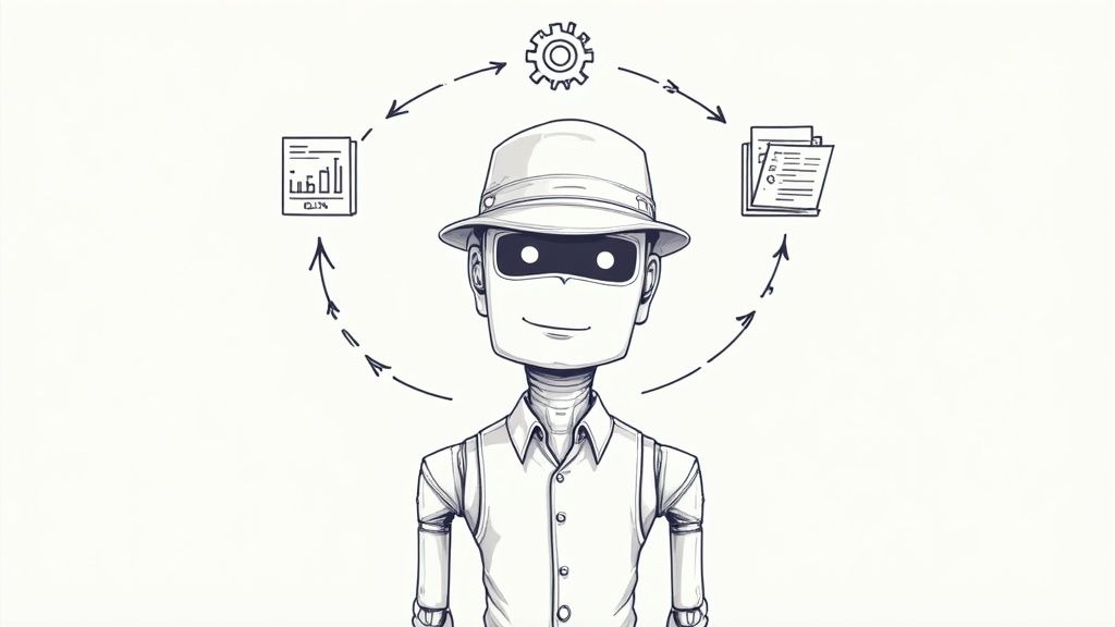 Illustration showing complex, interconnected nodes, representing advanced AI strategies.