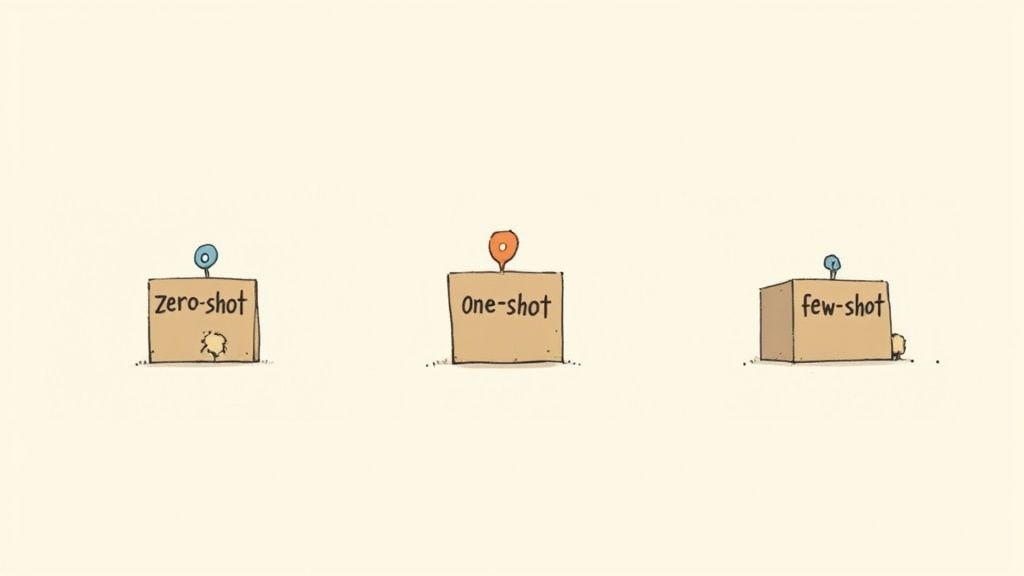 Illustration showing different paths for AI prompting techniques, suggesting a toolkit of options.