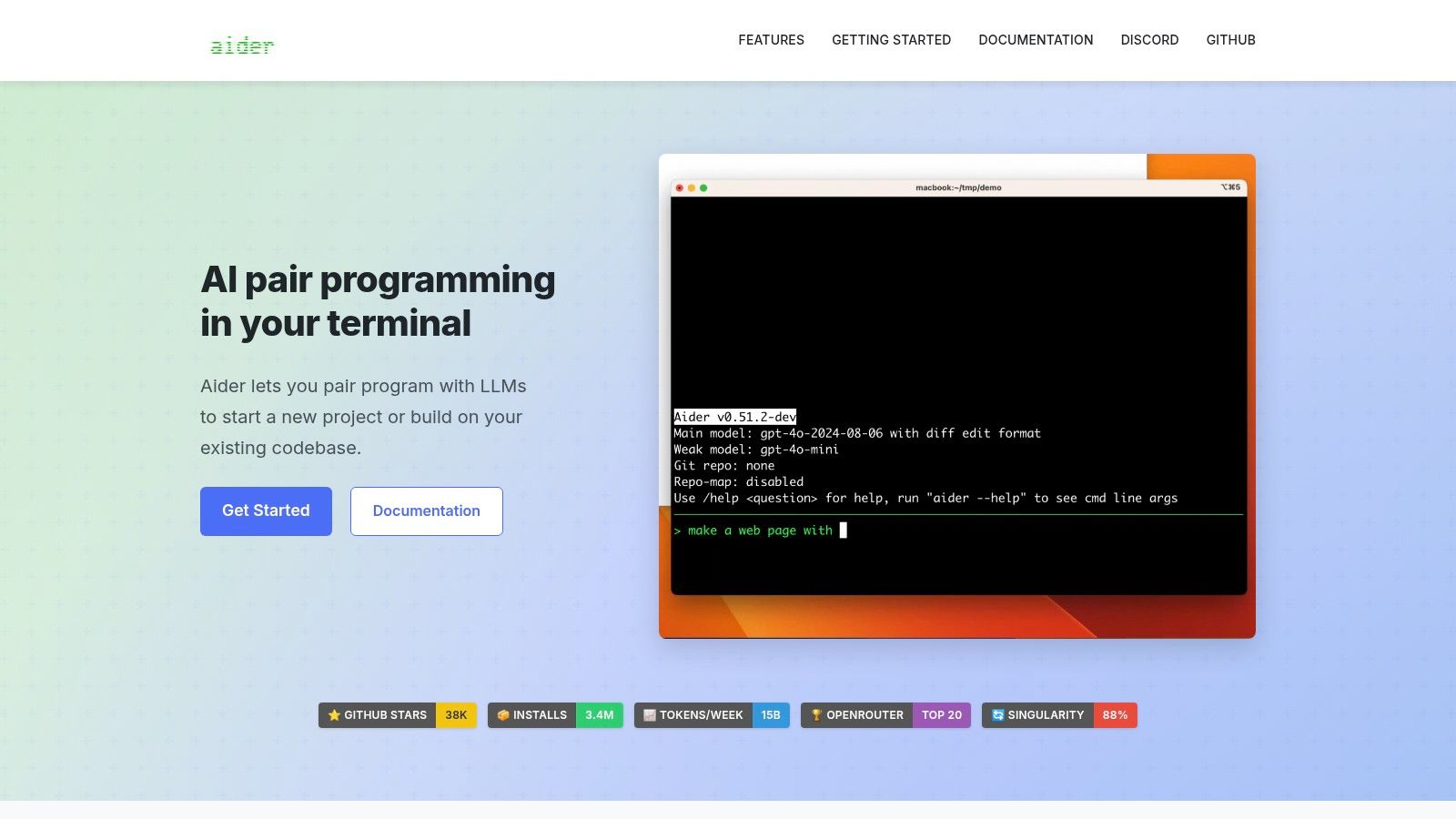 Aider (open-source CLI “pair programmer”)