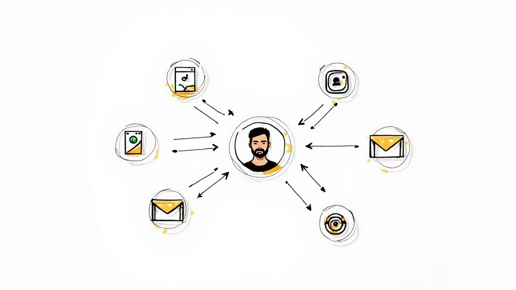 Creator de conținut analizând statistici și integrând linkuri de plată în strategia sa.