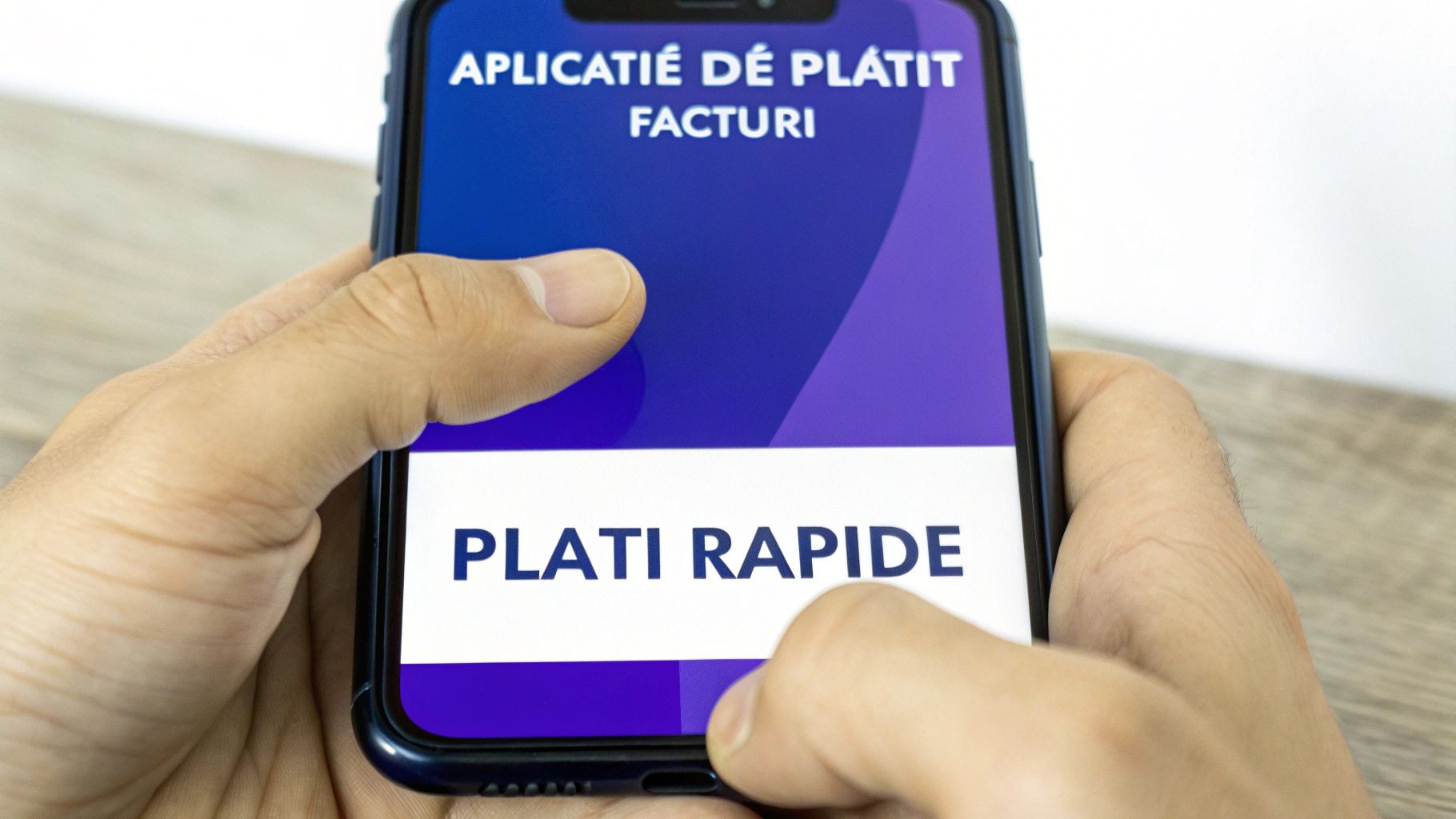O persoană verifică notificările de plată pe o aplicație de facturi, simțindu-se în controlul finanțelor sale.