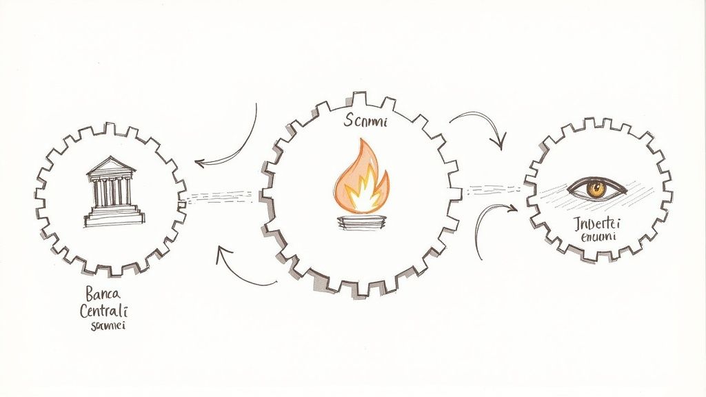 Imagine cu angrenaje economice care influențează cursul valutar