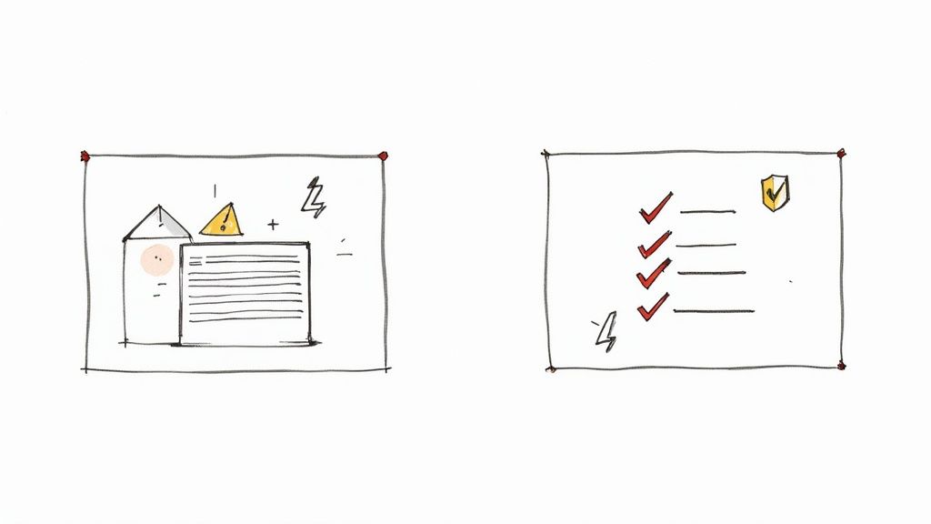 Ilustrație cuCard de securitate și listă de verificare pentru protecție și autentificare