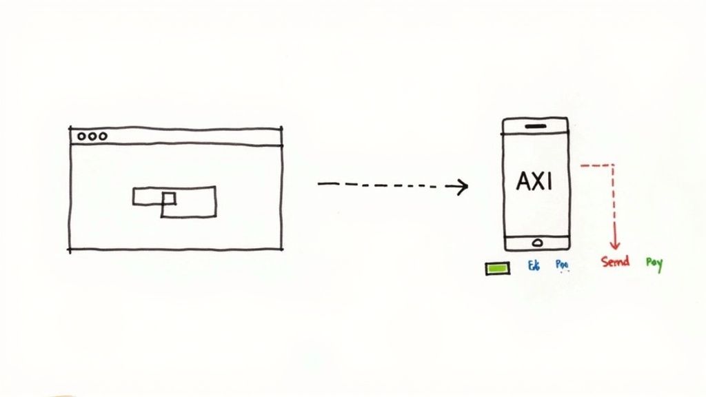 O persoană care finalizează o plată pe telefonul mobil folosind un link PayLinks.